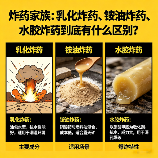 房山炸药家族：乳化炸药、铵油炸药、水胶炸药到底有什么区别？